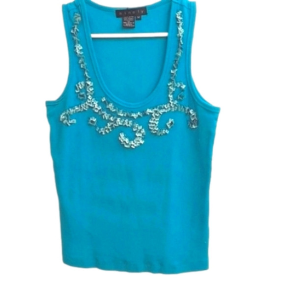 SEXY Aqua SEQUINED top -pair with bl or wt DENIM jacket! - Picture 3 of 9